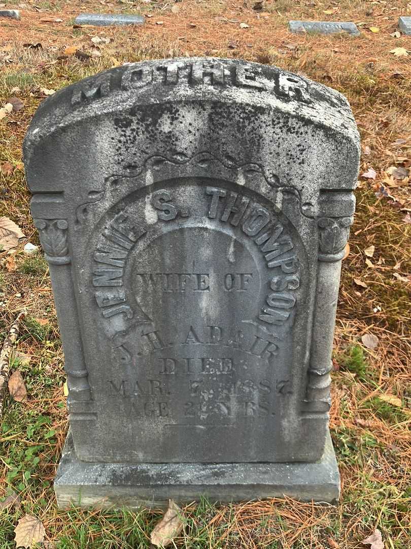 Jennie S. Thompson Adair's grave. Photo 2