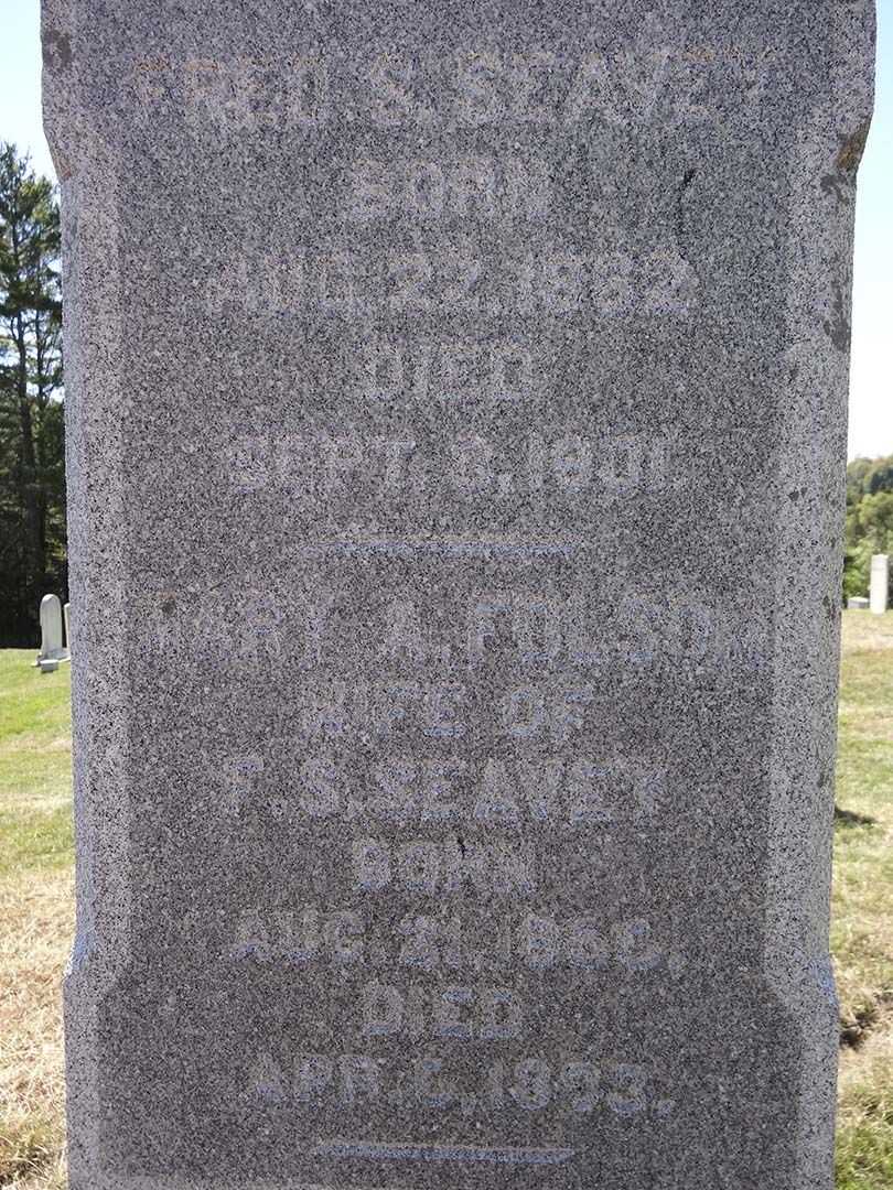 Mary A. Folsom Seavey's grave. Photo 1
